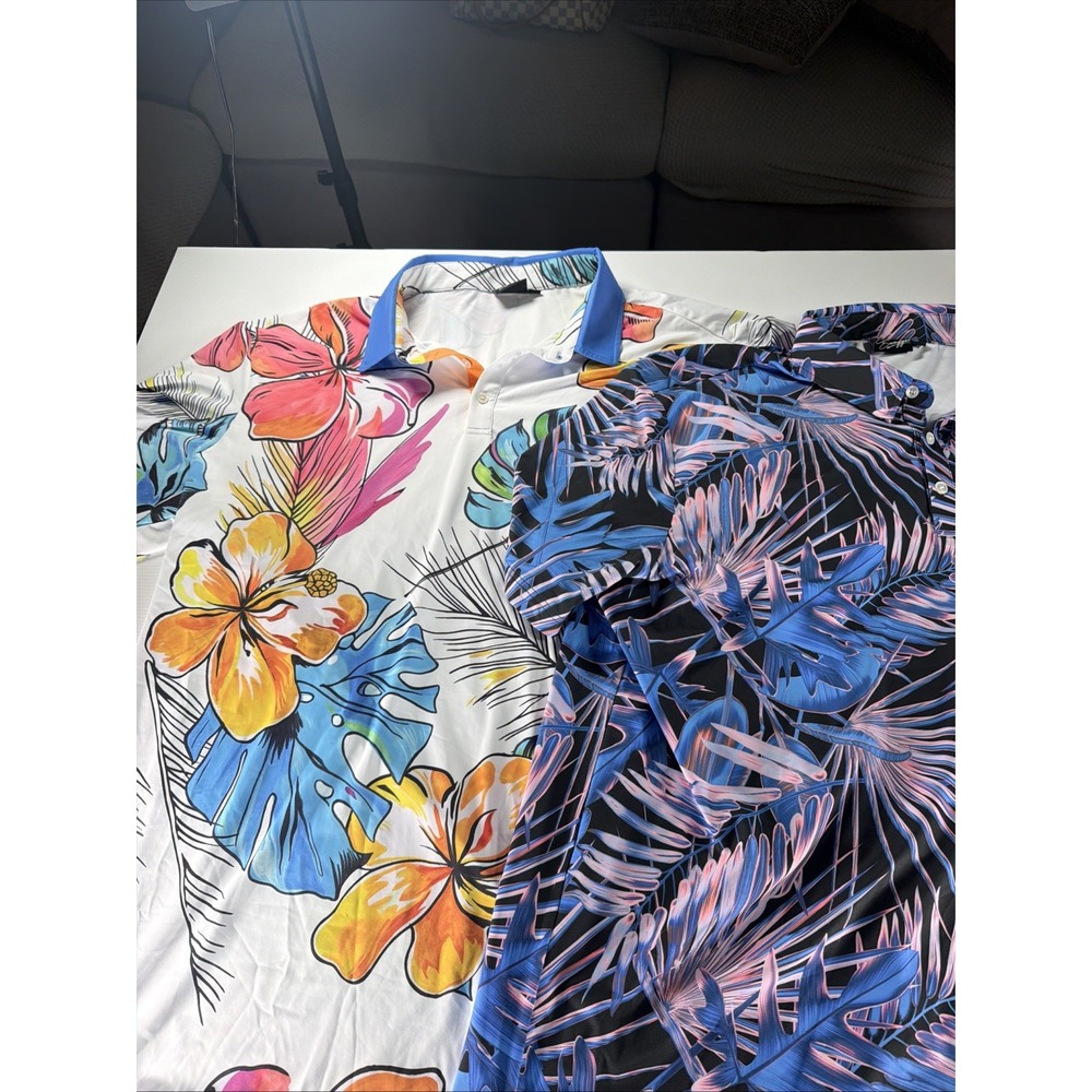 Sunday Swagger Men's Performance 3XLT Tropical Golf Polo Shirts Lot of 2